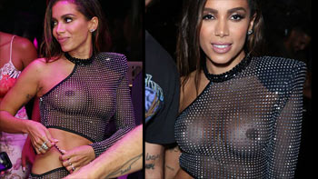 Anitta pelada em festa com vestido transparente