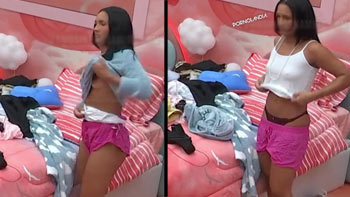 Maxiane Rodrigues nua no BBB26 pagando peitinho