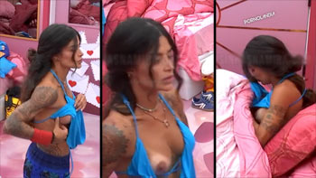 Aline Campos nua é flagrada pagando peitinho no BBB26
