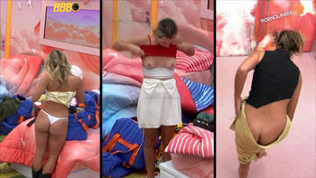 Flagras da Samira Sagr nua no BBB26 pagando peitinho