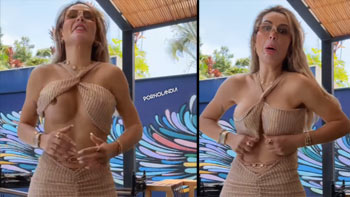 Deolane Bezerra nua pagando peitinho em Live
